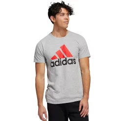 Men's adidas Classic Badge of Sport Tee -Deals Adidas Store 2592871 Medium Gray Vivid Red