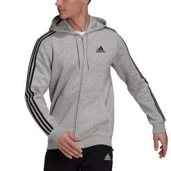Men's adidas Essential Full-Zip Fleece Hoodie 19 Men's adidas Essential Full-Zip Fleece Hoodie -Deals Adidas Store 4883022 Medium Gray Black