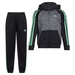 Boys 4-7 adidas Melange Fleece 3-Stripe Raglan Hoodie & Jogger Pants Set