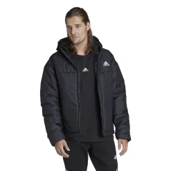 Men's adidas 3-Stripes Puffy Hooded Jacket -Deals Adidas Store 5573137 Black