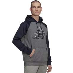 Men's adidas AEROREADY Game and Go Camo Logo Fleece Hoodie -Deals Adidas Store 5634627 Gray Heather Ink
