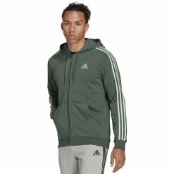Men's adidas Essential Full-Zip Fleece Hoodie -Deals Adidas Store 6172049 Green Oxide