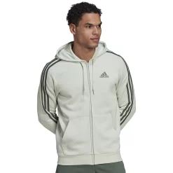 Men's adidas Essential Full-Zip Fleece Hoodie -Deals Adidas Store 6172049 Linen Green